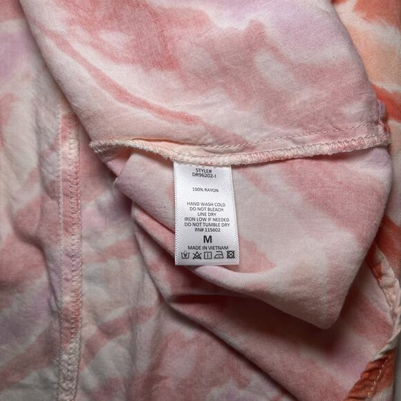 Lush Slip Midi Dress Tie Dye Boho Beach Resort Spaghetti Strap Tie Back Flowy M - Picture 10 of 14